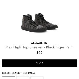 All Saints Max High Top Sneakers - Black Tiger Palm